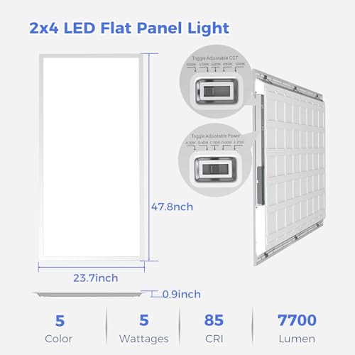 AIKVSXER 10 Pack 2x4 LED Flat Panel Light - 5CCT 3000K-6500K Selectable Color Temperature 0-10V Dimmable 2x4 LED Drop Ceiling Light Fixture Commercial - size: 2x4-10p