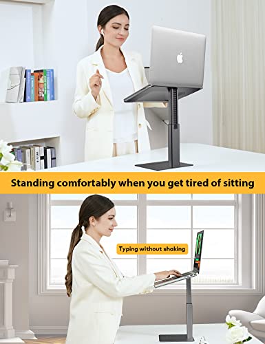 Laptop Stand for Desk, Ergonomic Sitting and Standing Laptop Riser for Notebook MacBook 11-17 Inches，DJ Laptop Stand Adjustable Height from 7-15 Inches Aluminum(Black) - color: Black