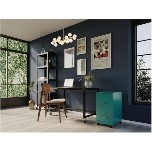 UrbanPro 2-Drawer Metal Mobile File Cabinet, 18" D x 14.25" W x 26.70" H, Turquoise Finish, Smooth Glide Suspension, Lockable Storage, Painted Steel, Compact Vertical Filing for Home or Office - color: Turquoise