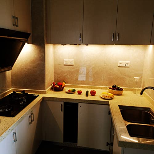 Litever Under Cabinet LED Lighting Kit, Super Bright, 6 PCS 12” Slim Light Bars, 31W 2000 Lumen, Dimmable, Plug or Wired Power Adapter, for Kitchen Cabinets Counter Shelf Workbench (Warm White 3000K) - color: White Cable-Warm White 3000K