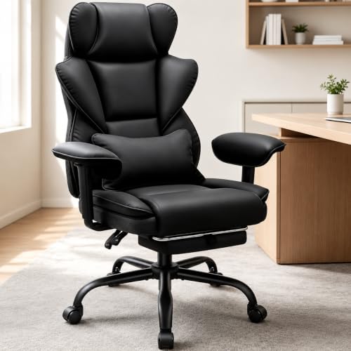 Office Chair, Desk Chair with Soft Adjustable Armrests - color: Pu-black