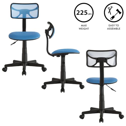 Urban Lifestyle Swivel Desk Chair, Stylish and Compact Office Chair with Mesh Back, Swivel Function, Adjustable Height, and Cushioned Seat, Cyan Blue - color: Cyan Blue