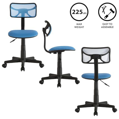 Urban Lifestyle Swivel Desk Chair, Stylish and Compact Office Chair with Mesh Back, Swivel Function, Adjustable Height, and Cushioned Seat, Cyan Blue - color: Cyan Blue
