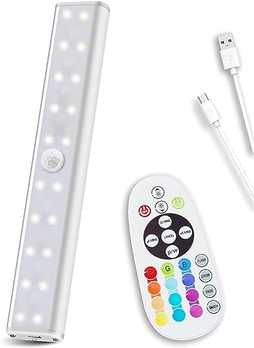 Remote Control RGB Lights Under Cabinet Lighting Rechargeable，1 Pack | 15 Color Changing, 48-LED Wireless Kitchen Counter Lights Perfect for Indoor Pantry Display Shelf Hallway - style: 1 Pack