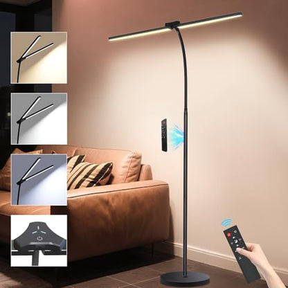 Dual Head LED Floor Lamp, 24W 2400LM with Remote Control