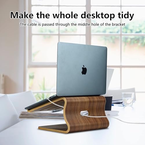 Wood Laptop Stand for Desk,Laptop Holder Stand,Wooden Cooling Computer Holder,Suitable for Most laptops Heat Dissipation Shelf (Walnut) - color: Walnut-01