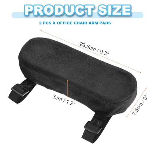 PATIKIL Office Chair Arm Pads, 2 pcs Office Chair Arm Cover Soft Office Chair Armrest Pads Memory Foam Cotton Removable Washable for Desk Computer Gaming, Black - color: Black