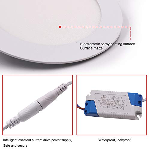 Dimmable 3W 3 inch Ultra-Thin Round LED Panel Light Ceiling, 300lm, 20W Incandescent Equivalent, 3000K Warm White, LED Recessed Lighting for Home, Office, Commercial Lighting - color: Warm White(3000K), size: 3W