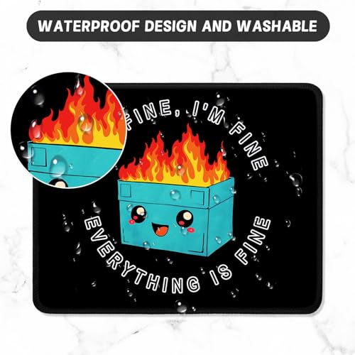 ITNRSIIET Mouse Pad with Stitched Edge Premium Textured Smooth Precise Operation Waterproof Washable Non-Slip Rubber Base Desktop Protection Mat, 10.2×8.3×0.12 inches, Cute Dumpster - color: Pattern Cute Dumpster