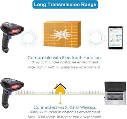 NETUM Bluetooth Barcode Scanner, Support 2.4G Wireless & Bluetooth & Wired - color: NT-1228BC