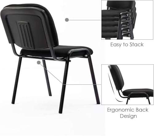 ROCITY Waiting Room Chairs Set of 10 Stackable Conference Room Chairs Mesh Office Reception Chair for Guest School Breakroom Banquet Church Lobby (Mesh-Cushion,Black,10PCS - size: 10PCS