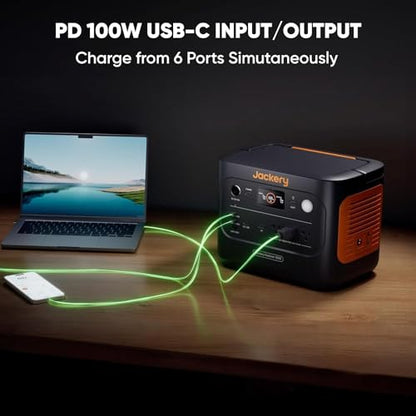Jackery Solar Generator 1000 v2 with 2x100W Solar Panel,1070Wh Portable Power Station LiFePO4 Battery,1500W AC/100W USB-C Output,1Hr Fast Charge for Outdoor,Off-Grid Living,RV,Emergency - style: E1000v2+100Wx2