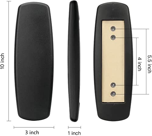 10" Long x 3" Wide Office Chair Replacement Armrest Arm Pads Caps Univeral 4" 5.5" Mounting Hole Office Chair Parts 1 Pair (Black, Set of 2) - size: 10" Long x 3" Wide