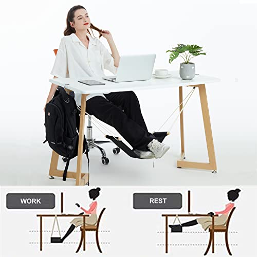 DMcore Canvas Foot Rest Hammock, Adjustable Mini Foot Rest Stand Under Desk Home Office … (Black) - color: Black