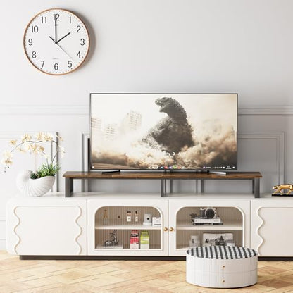 aboxoo 59" Large TV Riser Stand for 32-75 Inch TV, TV Shelf with Steel Legs - color: Brown, size: 59 inch