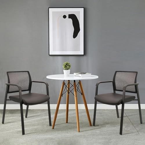 CLATINA Mesh Back Stacking Guest Chairs Leather,Stackable Waiting Room Arm Chair with PVC Upholstered for Office Reception Hospital Lobbies Schools Conference Medical Meeting Churches Black,Set of 4 - size: 4 Pack