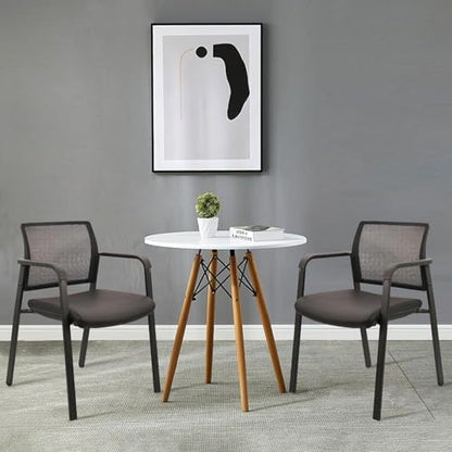 CLATINA Mesh Back Stacking Guest Chairs Leather,Stackable Waiting Room Arm Chair with PVC Upholstered for Office Reception Hospital Lobbies Schools Conference Medical Meeting Churches Black - size: 1 Pack