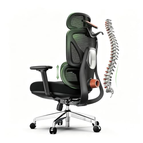 Ergonomic Mesh Office Chair, Desk Chairs with Adjustable Lumbar Support, 4D Flip-up Arms & 3D Headrest, Comfy High Back Breathable Mesh Computer Chair for Home Office, 400lbs (Black) - color: Black
