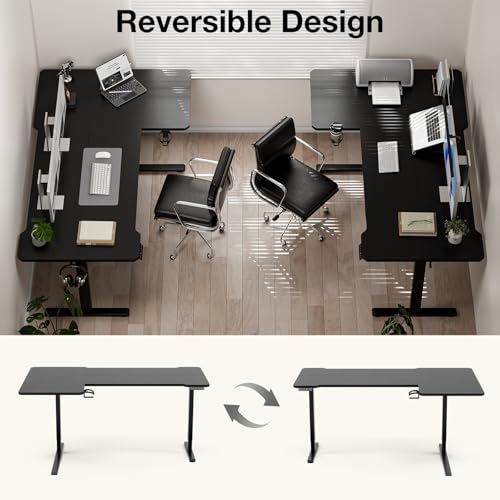 Acrolix L Shaped Electric Standing Desk, 71x43.5 Inch Reversible, Black - color: Black, size: 71