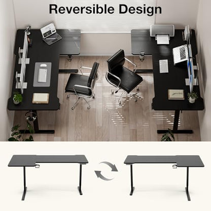 Acrolix L Shaped Electric Standing Desk, 71x43.5 Inch Reversible, Black - color: Black, size: 71