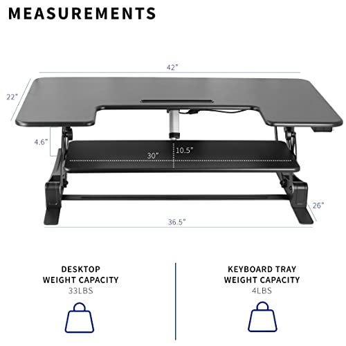 VIVO Black 42 inch Electric Desk Converter, DESK-V000VLE | Large, Height Adjustable, Stand Up Desk Riser, Wide Keyboard Tray, Standing Dual Monitor and Laptop Workstation, V Series - size: 42"