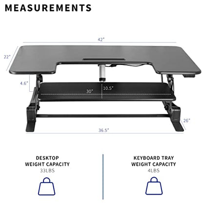 VIVO Black 42 inch Electric Desk Converter, DESK-V000VLE | Large, Height Adjustable, Stand Up Desk Riser, Wide Keyboard Tray, Standing Dual Monitor and Laptop Workstation, V Series - size: 42"