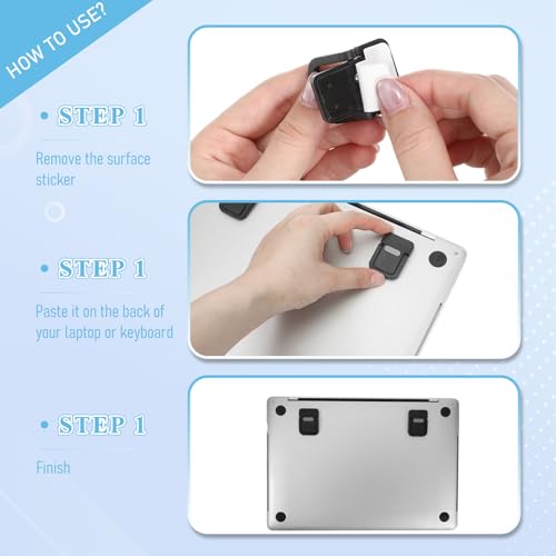 4pcs Portable Keyboard Riser, Mini Foldable Laptop Stand for Desk Self-Adhesive Plastic Invisible Laptop Feet Adjustable Computer Keyboard Lift for Most Keyboards