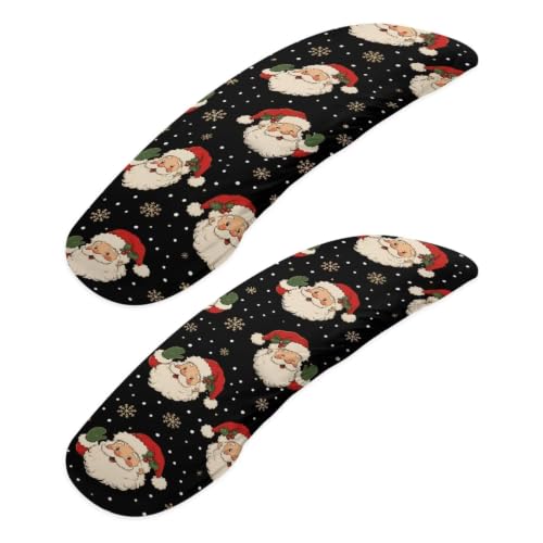 Santa Claus Snowflake Printed 2 Pcs Office Chair Armrest Covers, Soft Stretch Computer Chair Arm Rest Covers with Elastic Edge, Easy to Install & Clean, Christmas Decor - color: Black and White - Santa Claus Snowflake