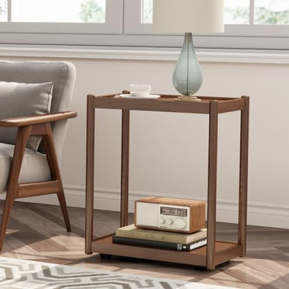 AQIMUELE Solid Wood Mobile PC Stand Floor Computer Tower AV Cart with Casters for Gaming PC Tower Stand, Large Printer Stand, Under Desk Printer cart Mobile Printer Table with Wheels for Home Office