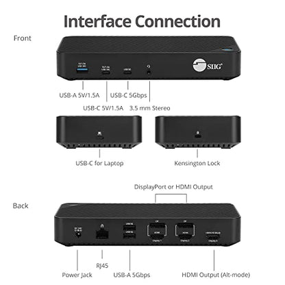 SIIG DisplayLink USB-C Dock, Triple 4K60Hz, 100W PD, JU-DK0P11-S1 - style: Triple 4K Display