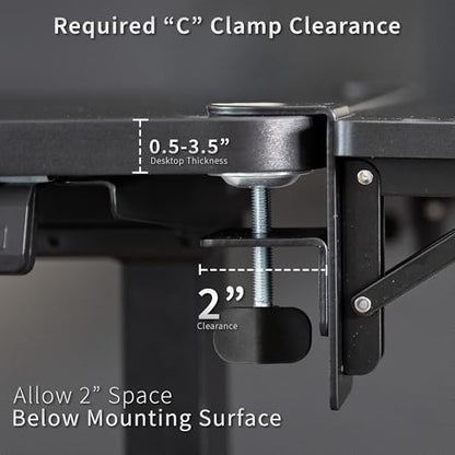 VIVO White Clamp-on 24 x 12 in Desk Extender, DESK-EXT24W