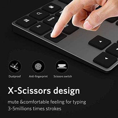 JOYEKY Wireless Number Pad Bluetooth Numeric Keypad for Laptop | Number Pad for Laptop,USB-C Rechargeable,34-Keys Bluetooth Numeric Keypad - size: L325
