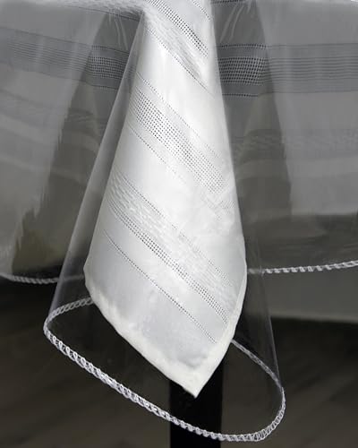 Broder Heavy Duty Clear Plastic Table Cover Protector Round 70 Inch – Waterproof, Oil Proof, Wipeable Vinyl Tablecloth Protector, Thick PVC, for Dining Room, Kitchen, Desk, Office, Everyday Use - size: 70" (Round)