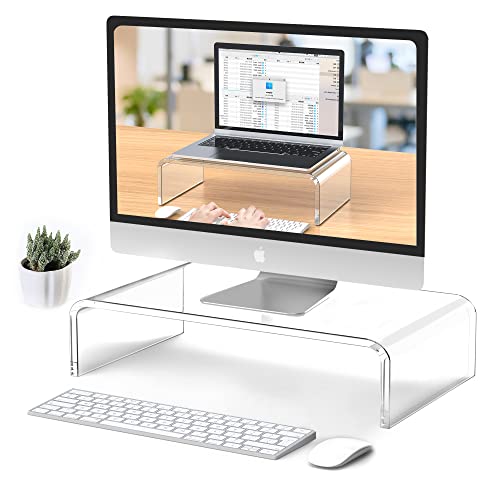 Acrylic Monitor Stand Riser Clear Laptop Stand Riser L15 xW7.5 xH4 - size: 15''