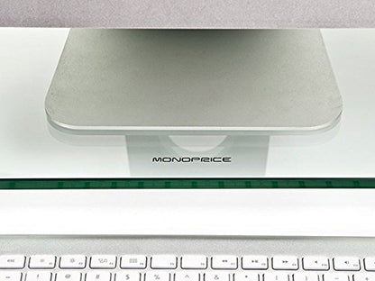 Monoprice Multimedia Desktop Stand 22 Inch x 9.5 Inch - Stand & Riser, Laptop Stand, Desktop TV Stand w/ Height Adjustable Legs - Workstream Collection, Clear