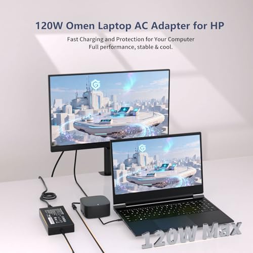 120W Laptop Charger for HP Docking Station Power Cord G5 USB-C/A Universal Dock G2 5TW13AA Envy 15 17 Series Omen 15-5000 5100 5200 710415-001 L41856-001 Power Supply-4.5 * 3.0mm