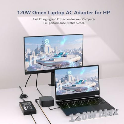 120W Laptop Charger for HP Docking Station Power Cord G5 USB-C/A Universal Dock G2 5TW13AA Envy 15 17 Series Omen 15-5000 5100 5200 710415-001 L41856-001 Power Supply-4.5 * 3.0mm