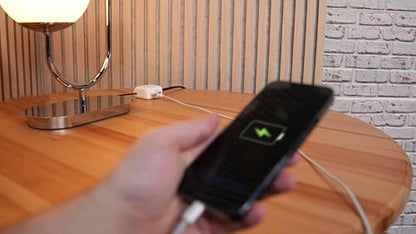 Clamp N Charge USB Charging Station for Lamp Cords, No Outlet, No Rewiring | DIY install in under a minute with a Phillips screwdriver; fits flat lamp cords, charges 2 devices, USB-C adapter included