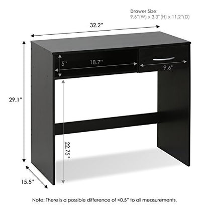 FURINNO JAYA Computer Study Desk with Drawer, Brown - color: Espresso, size: With Drawer, 32.2 in. x 15.5 in.
