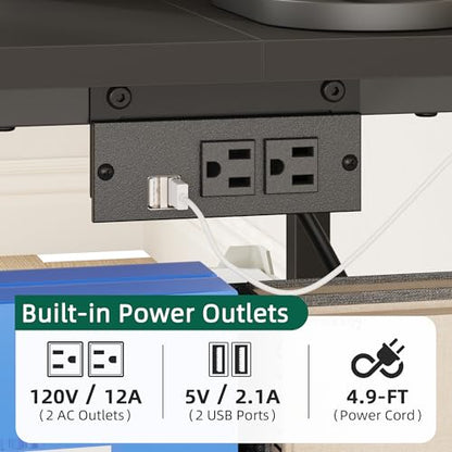 YAOHUOO 23.6" Large Printer Stand with Power Outlet,3D Printer Table,Black - color: Black