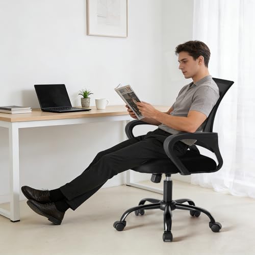 OLIXIS Office Desk Chair, Ergonomic Computer Chair, Lumbar Support | Height Adjustable, Fixed Armrest, Rocking Mode, 360 Swivel, 2 Pack Home, Black - color: Black, size: 2 Pack