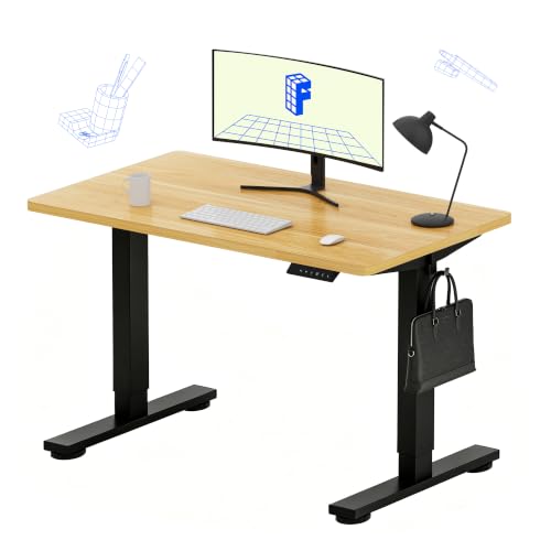 FLEXISPOT EN1 40"x24" One-Piece Standing Desk, Maple (Black Frame) | 176 LBS Capacity, Seamless Desktop, Home Office, 4 Memory Presets, Dual Monitor Setup, Anti-Collision - color: Maple (Black Frame), size: 39.4 x 23.6 in