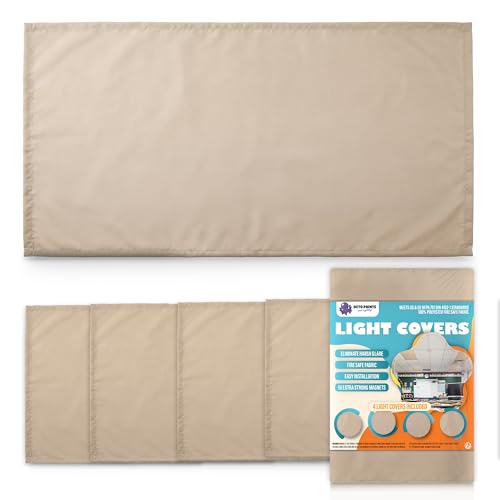Fluorescent Light Covers for Ceiling Lights Classroom Magnetic Beige 4pk - color: Beige