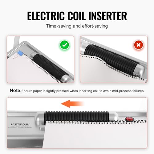 VEVOR Coil Spiral Binding Machine, Manual Book Maker with Electric Binding, 46-Holes Binding 500 Sheets Punch Binder, with 100pcs 5/16'' Coil Binding Spines, for Letter Size, A4, A5 - style: Electric Binding