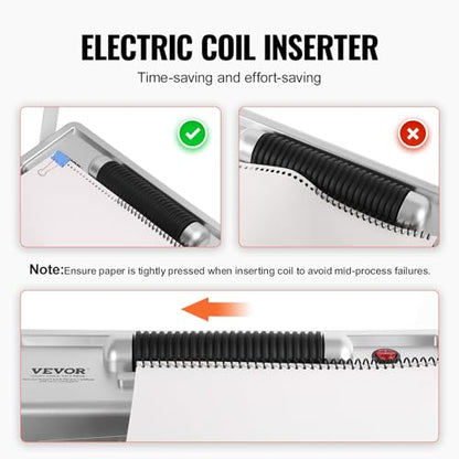 VEVOR Coil Spiral Binding Machine, Manual Book Maker with Electric Binding, 46-Holes Binding 500 Sheets Punch Binder, with 100pcs 5/16'' Coil Binding Spines, for Letter Size, A4, A5 - style: Electric Binding