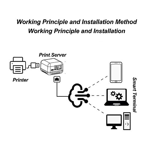Luqeeg LAN Print Share Server, Supports Image and Text Printing, Computer Print Server Adapter, Multiple Interfaces, Maximum Support 256GB, Compatible with 95% USB Printer Brands (US