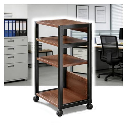 Mobile Printer Under Desk Cart for Documents, Storage Office Machine Stand with Steel Frame, Multi-Tier Shelf for Home Easy-Assemble(4-Tier) - size: 4-Tier
