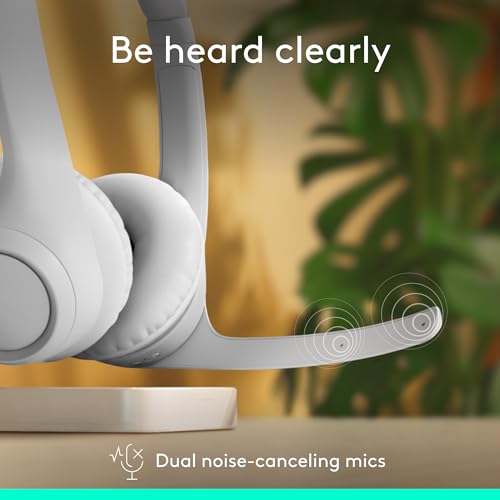 Logitech Zone 300 Wireless Bluetooth Headset with Noise-Canceling Microphone, Compatible with Windows, Mac, Chrome, Linux, iOS, iPadOS, Android – Off-White (Renewed) - color: Off White
