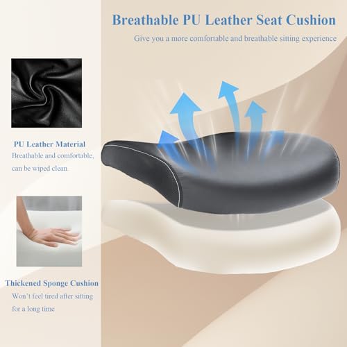 Office Chair PU Leather Cushion, Ergonomic Desk Chair with Flip-Up Arms, 300 LBS Home Office Desk Chairs Adjustable Seat Height & Lumbar Support, Executive Comfy Swivel Task Computer Chair