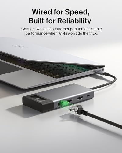 Belkin USB C Hub, 8-in-1 Multi-Port Hub 100W - Dual Display Support for Windows & Chromebook + Mirrored Support for macOS w/Monitor Privacy, Ethernet, Resolutions up to 4K@60Hz - Travel Essentials - style: 8-in-1 Hub